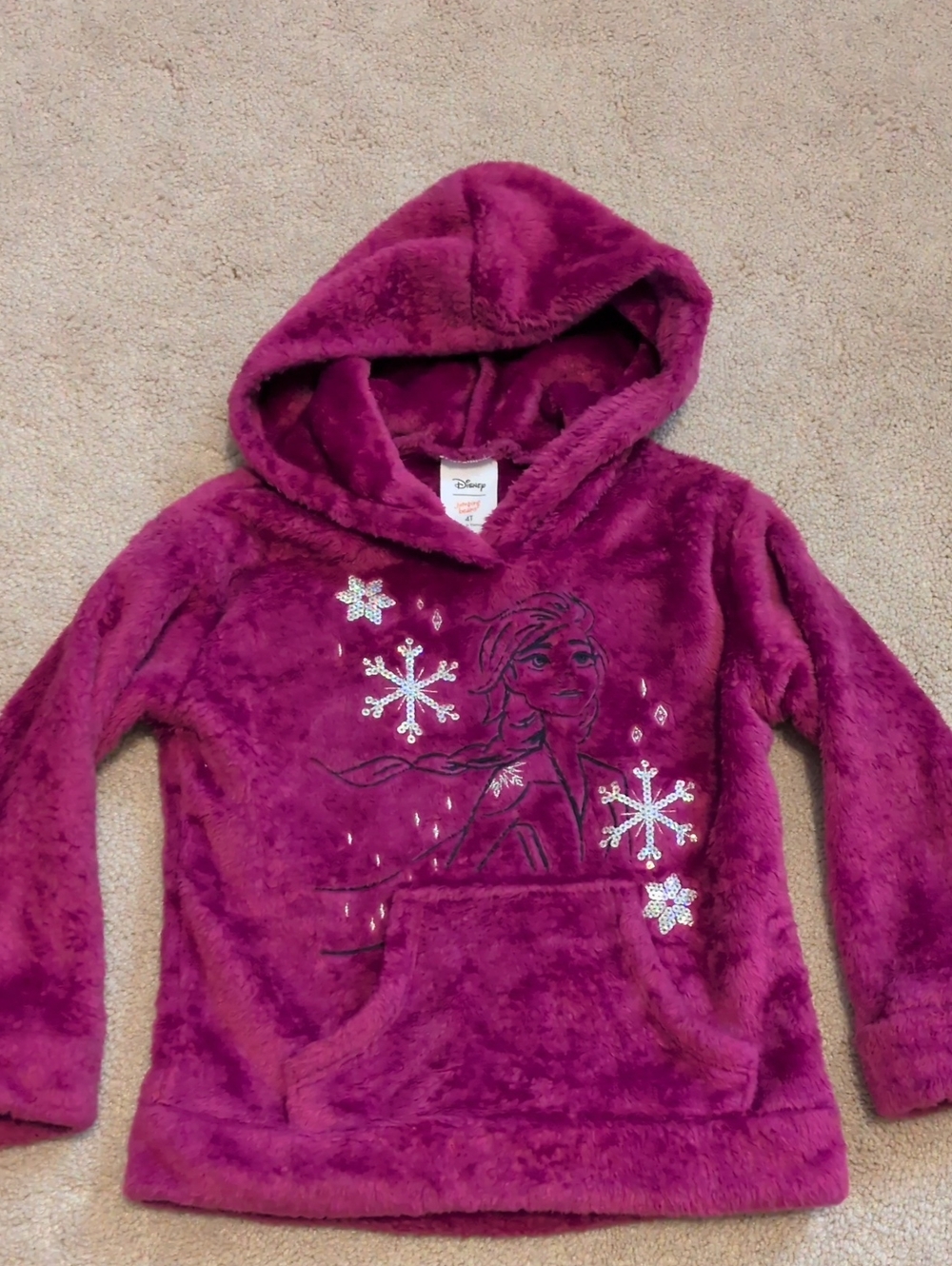 Disney Plush Hooded Sweatshirt in Deep Magenta - 4T